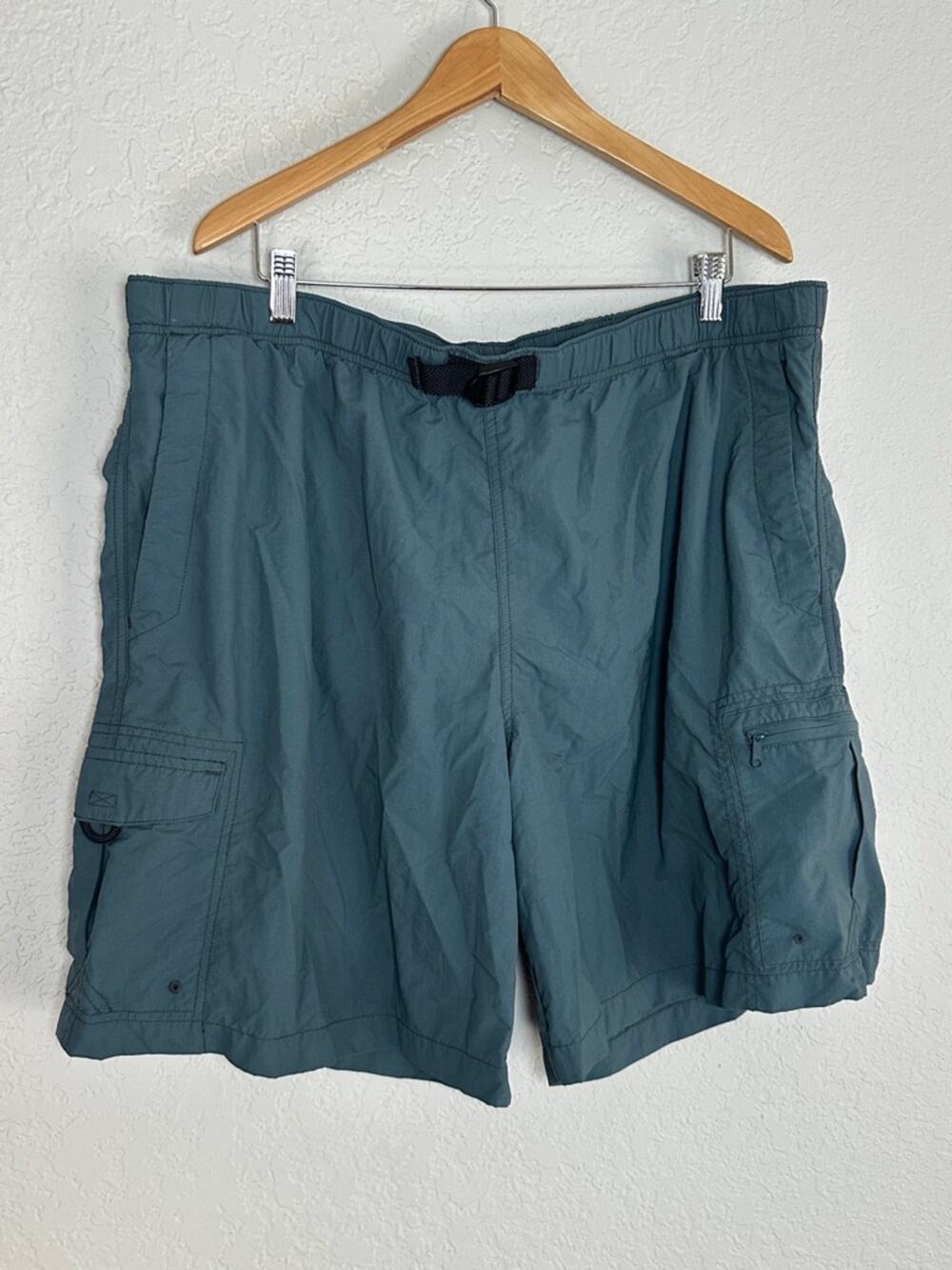 Columbia Nylon Men's Cargo Shorts Adjustable Waist Hiking Pockets Teal Green XXL